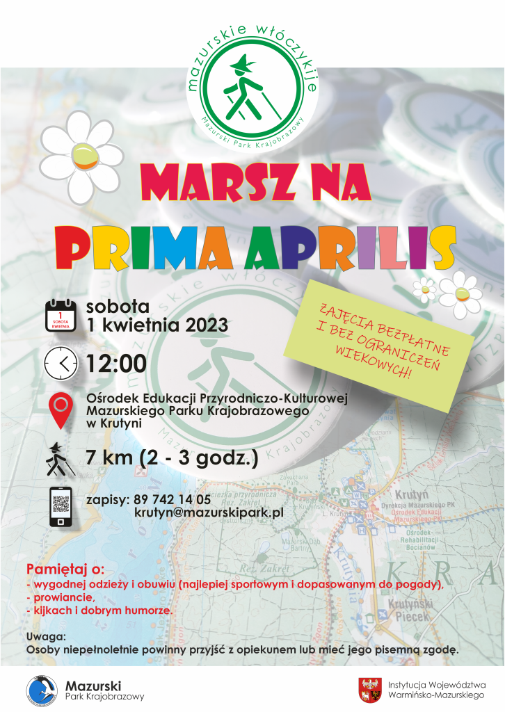 Plakat informujący o wyjściu w teren 1. kwietnia o 12:00